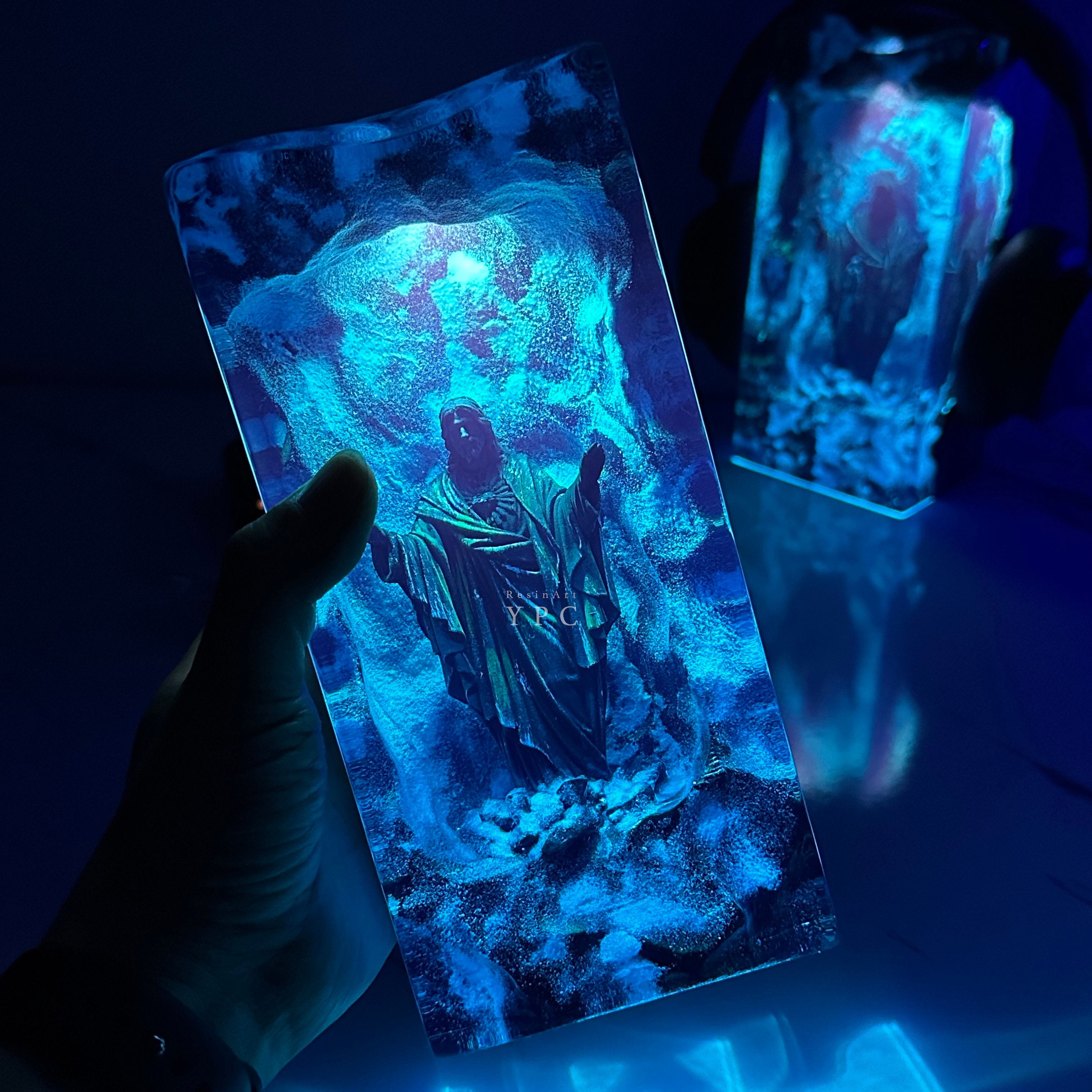 Jesus Resin Wood Nitht Lights Desk Decor: Christian Bedside / Table Lamps and Headphone Stand, Easter Gifts, Father'S Day Gift for Him