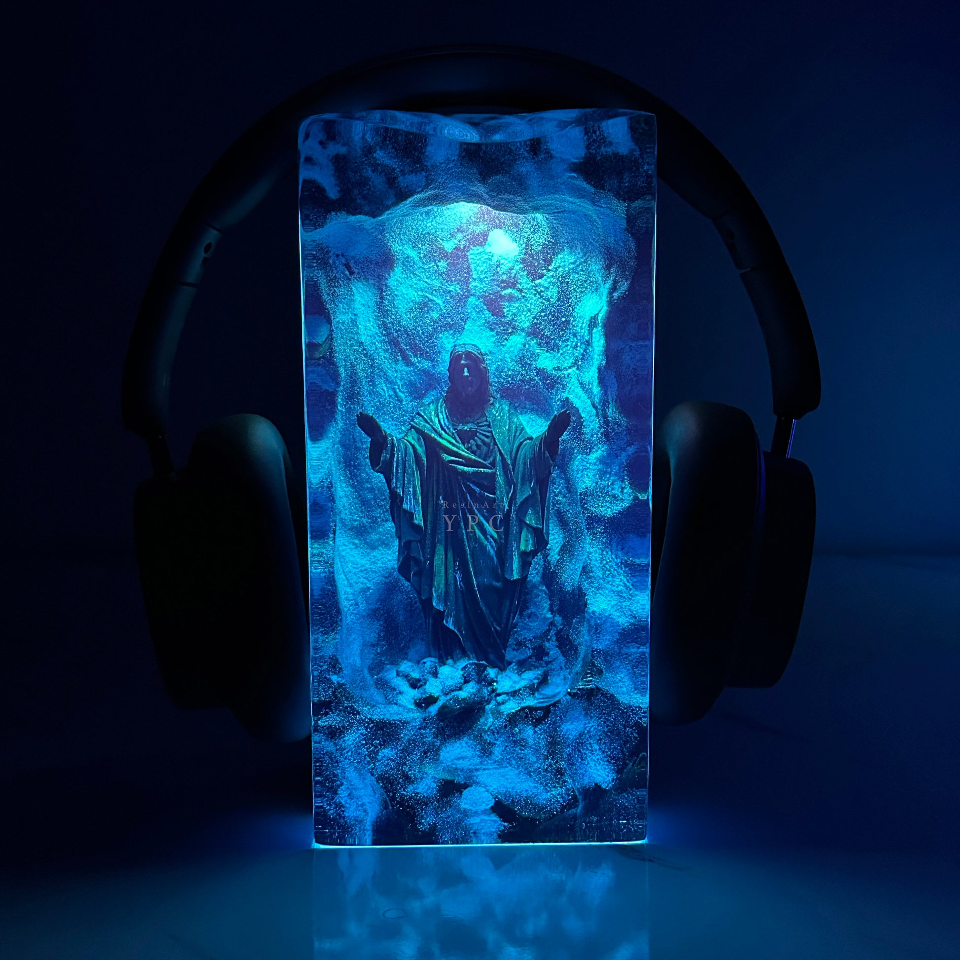 Jesus Resin Wood Nitht Lights Desk Decor: Christian Bedside / Table Lamps and Headphone Stand, Easter Gifts, Father'S Day Gift for Him