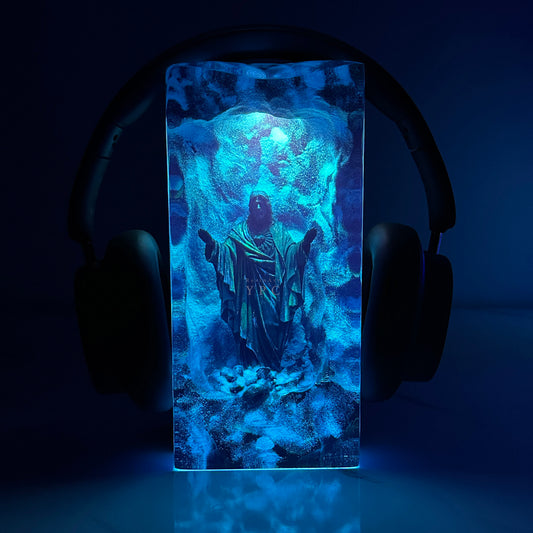 Jesus Resin Wood Nitht Lights Desk Decor: Christian Bedside / Table Lamps and Headphone Stand, Easter Gifts, Father'S Day Gift for Him